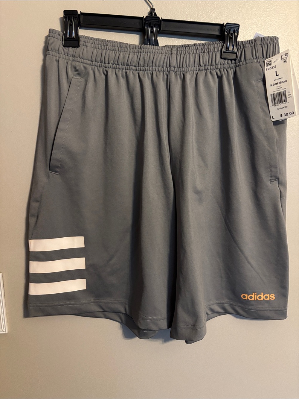 adidas Men’s Gray Athletic Shorts with White Stripe